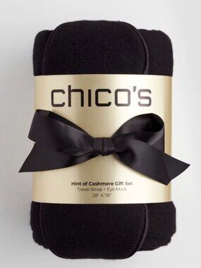 Chico's Black Wrap & Eye Mask Travel Set